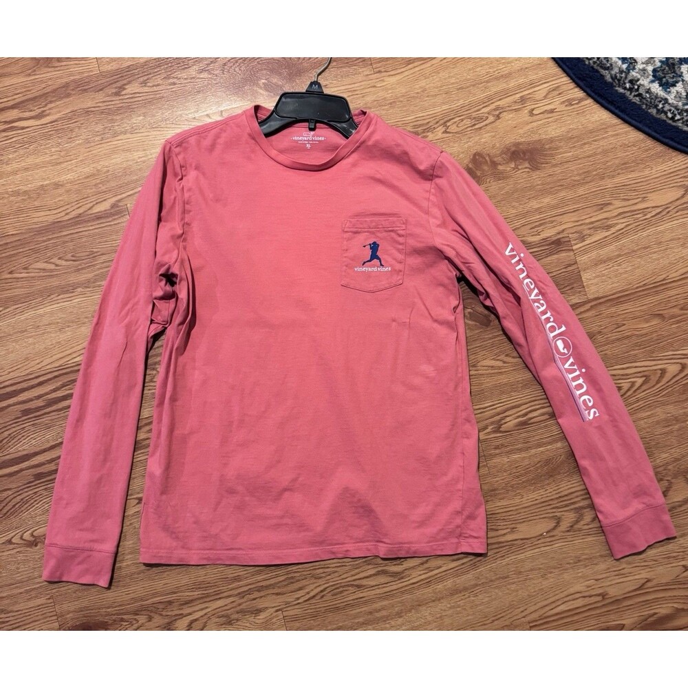 Vineyard Vines Youth XL 18 Lacrosse Pocket T-Shirt Cotton Long Sleeve Salmon ***